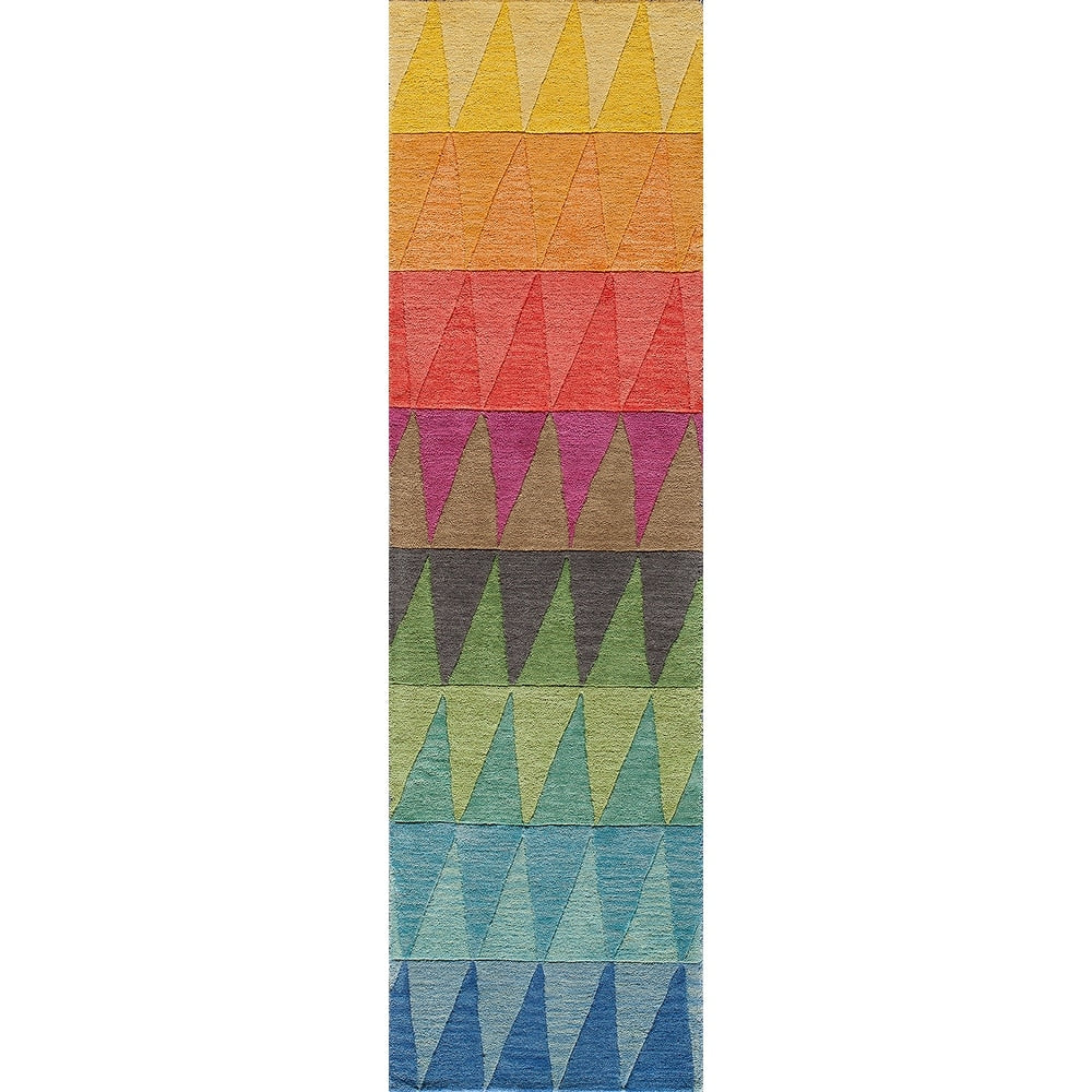 Delhi Hand Tufted Wool Contemporary Geometric Soft Area Rug - Multi Red
