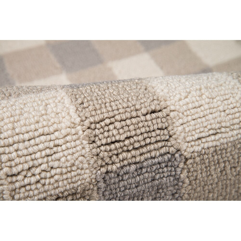 Geo India Hand Made Wool Geometric Area Rug - Grey