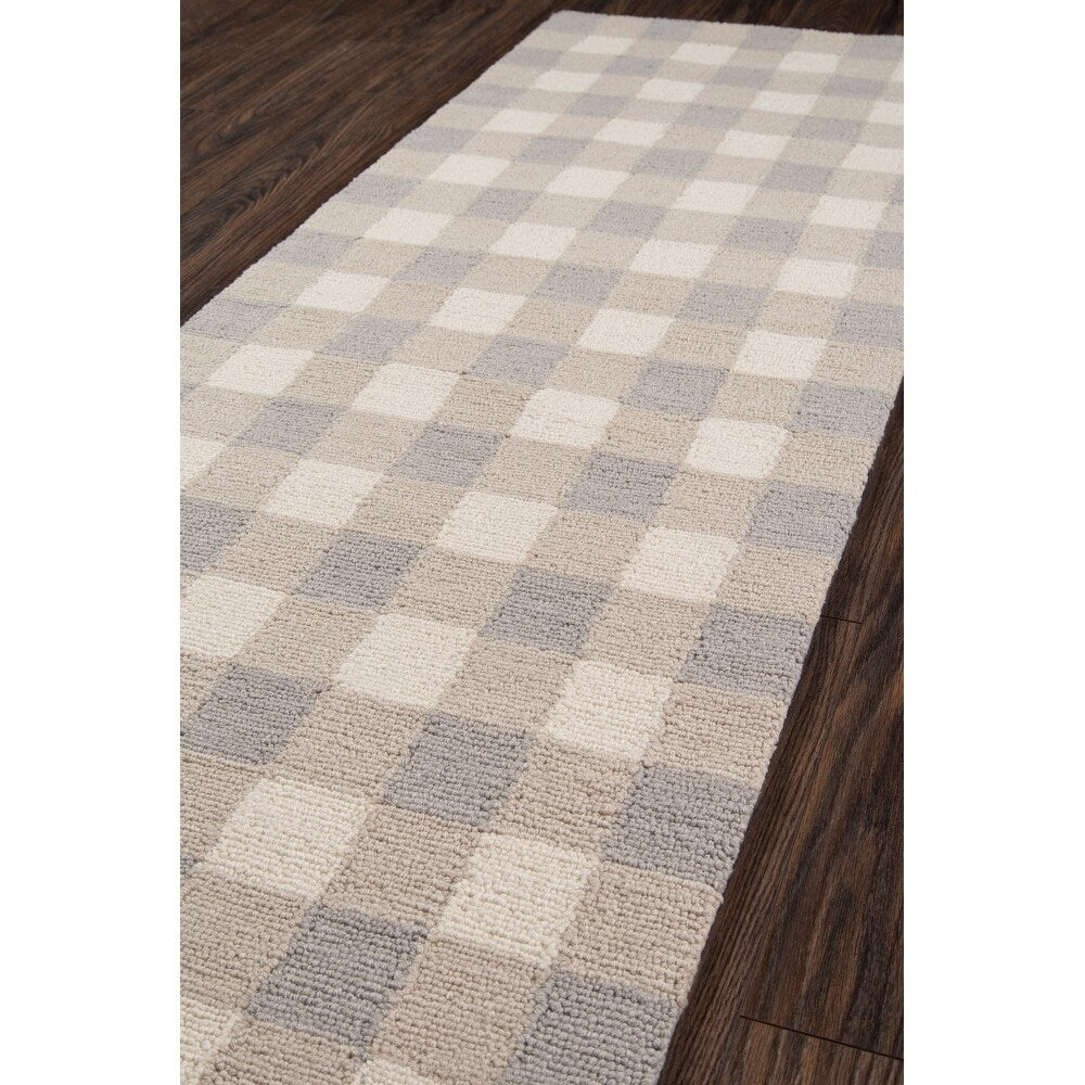 Geo India Hand Made Wool Geometric Area Rug - Grey