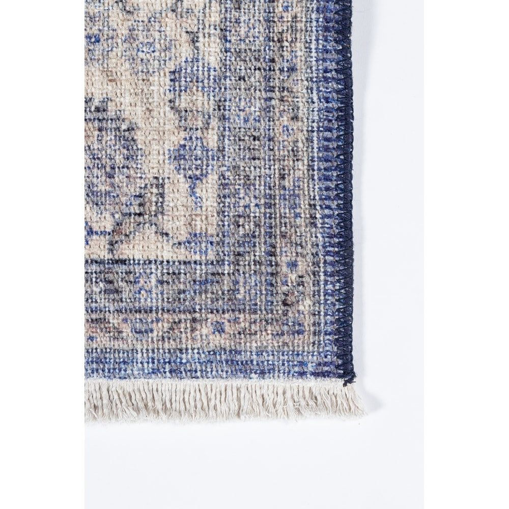 Helena Polyester and Cotton Trditional Soft Area Rug Blue