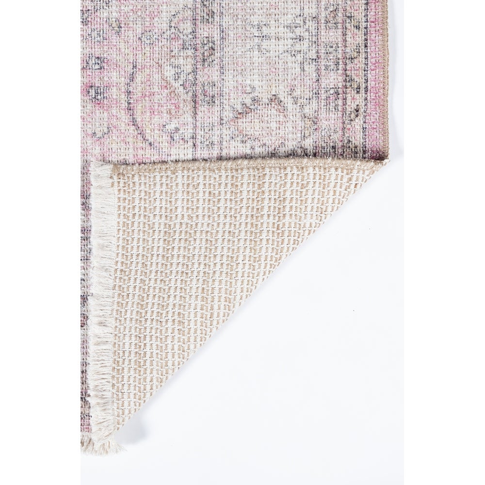 Helena Polyester Cotton Trditional Soft Pink Area Rug