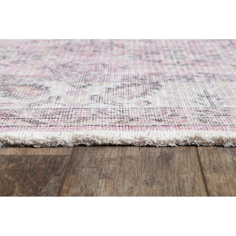 Helena Polyester Cotton Trditional Soft Pink Area Rug