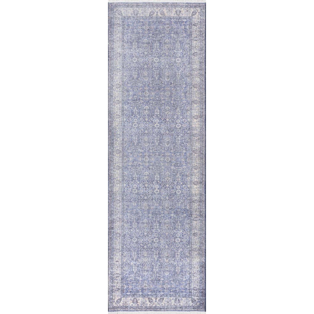 Helena Polyester and Cotton Trditional Soft Area Rug Blue