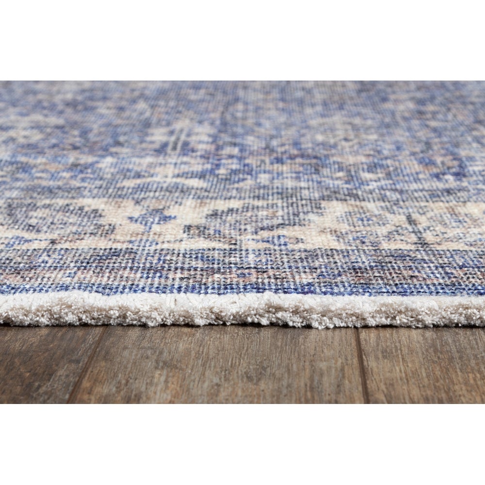 Helena Polyester and Cotton Trditional Soft Area Rug Blue
