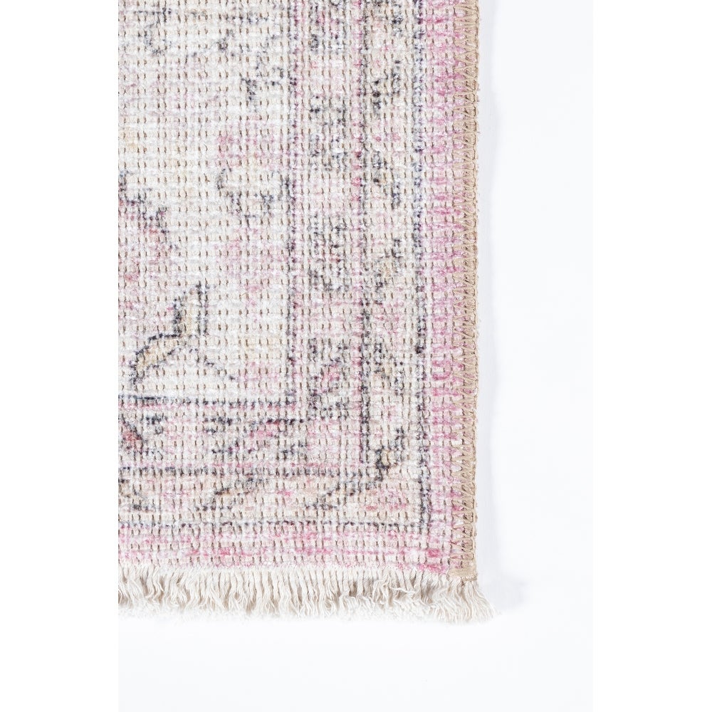 Helena Polyester Cotton Trditional Soft Pink Area Rug