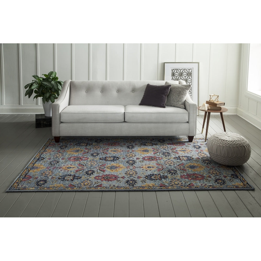 Ibiza Hand Tufted Wool Traditional Area Rug Blue