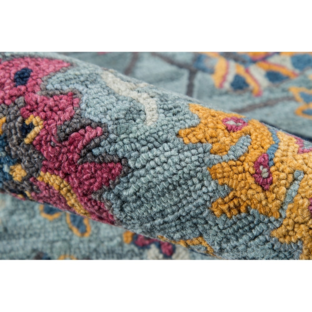 Ibiza Hand Tufted Wool Traditional Area Rug Blue