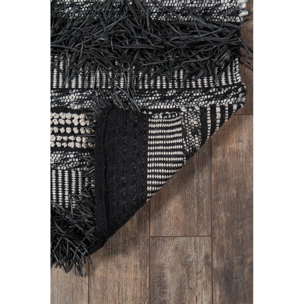 Otto Hand Woven Striped Black Indoor Outdoor Soft Area Rug