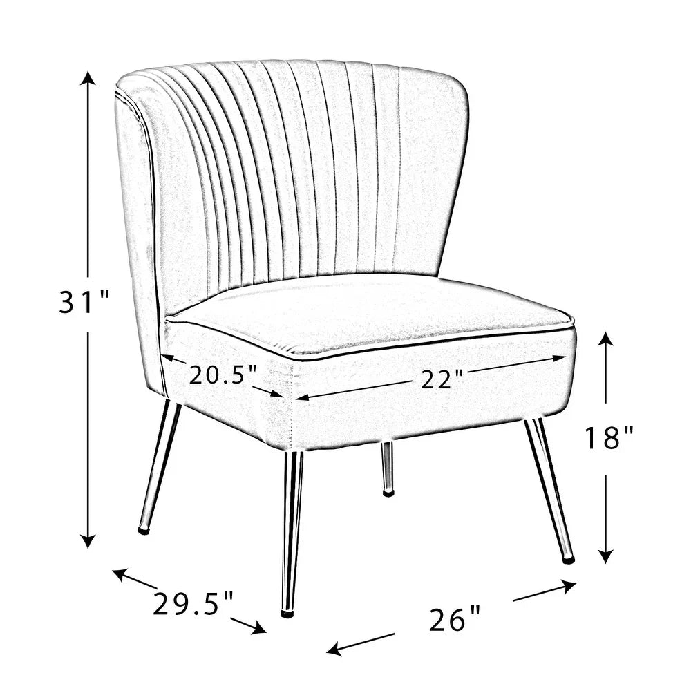 Monica Living Room Armless Accent Comfy Chair with Tufted Back and Metal Legs