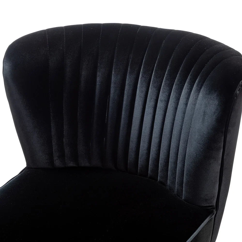 Monica Living Room Armless Accent Comfy Chair with Tufted Back and Metal Legs
