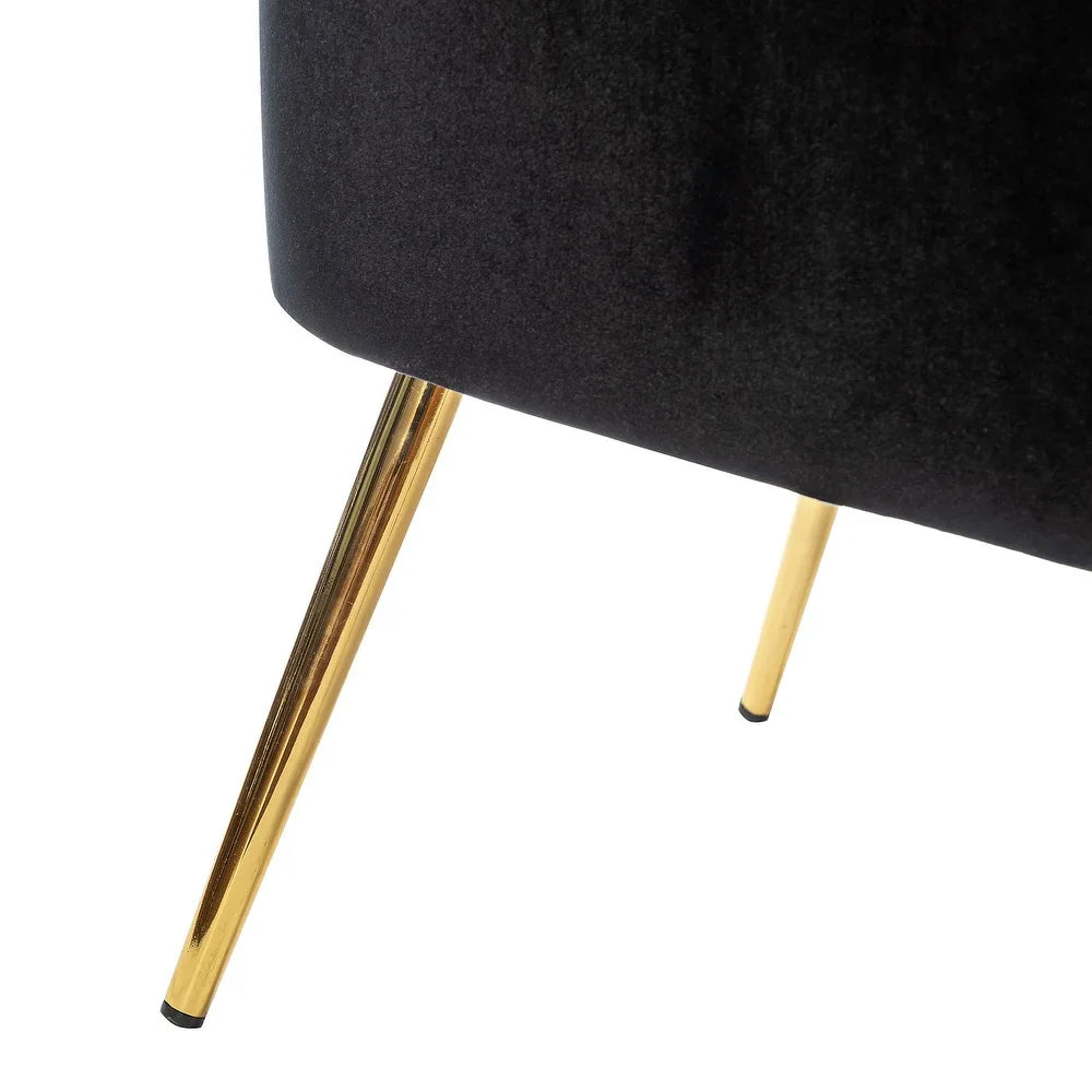 Monica Living Room Armless Accent Comfy Chair with Tufted Back and Metal Legs