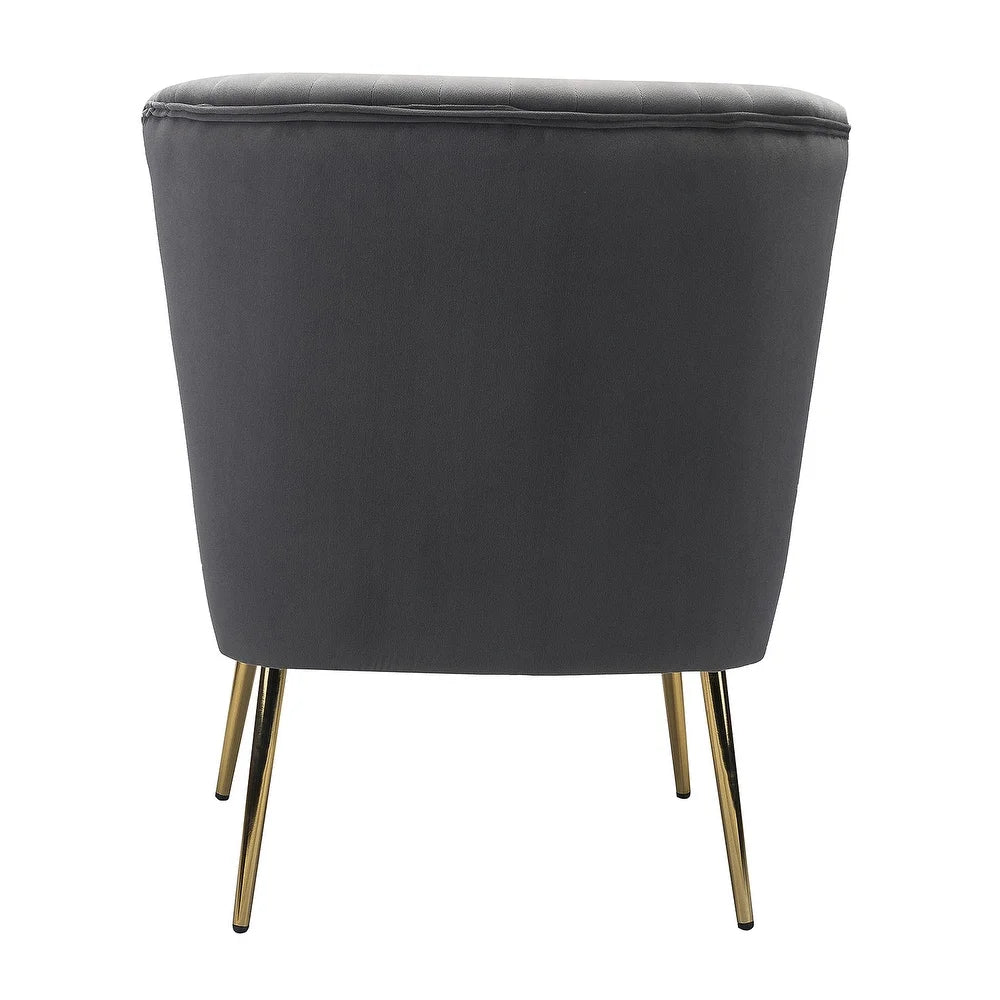 Monica Living Room Armless Accent Comfy Chair with Tufted Back and Metal Legs