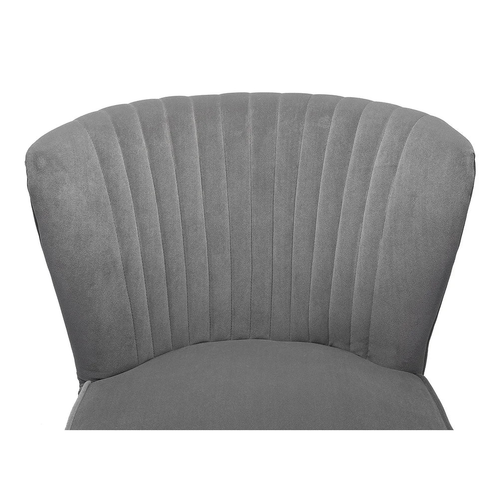 Monica Living Room Armless Accent Comfy Chair with Tufted Back and Metal Legs