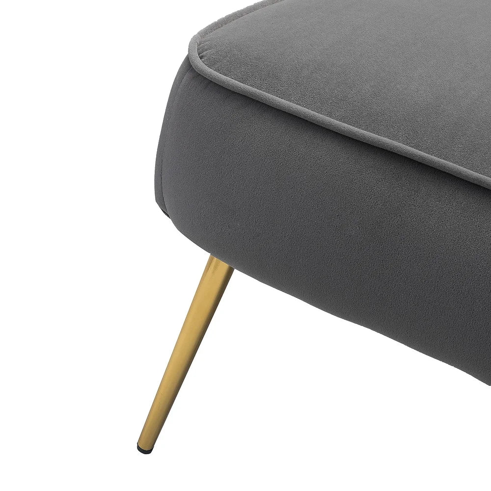 Monica Living Room Armless Accent Comfy Chair with Tufted Back and Metal Legs