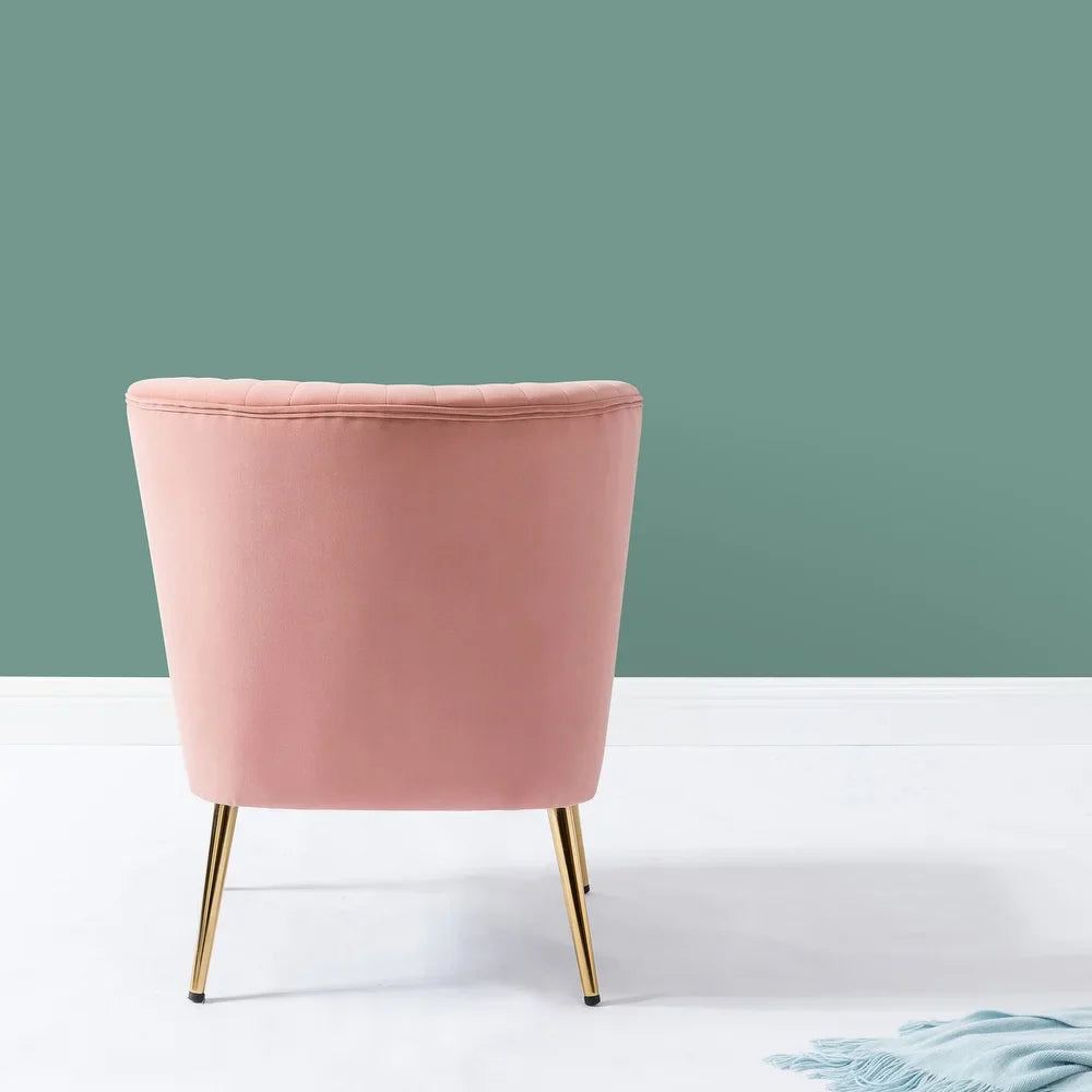 Monica Living Room Armless Accent Comfy Chair with Tufted Back and Metal Legs