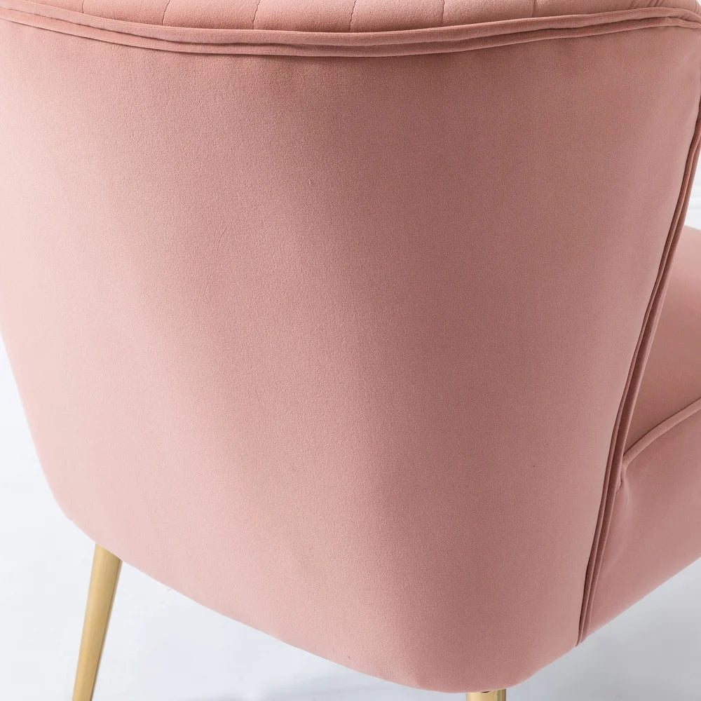 Monica Living Room Armless Accent Comfy Chair with Tufted Back and Metal Legs