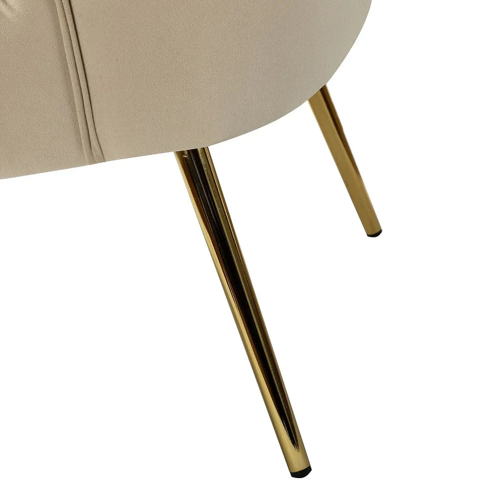 Monica Living Room Armless Accent Comfy Chair with Tufted Back and Metal Legs
