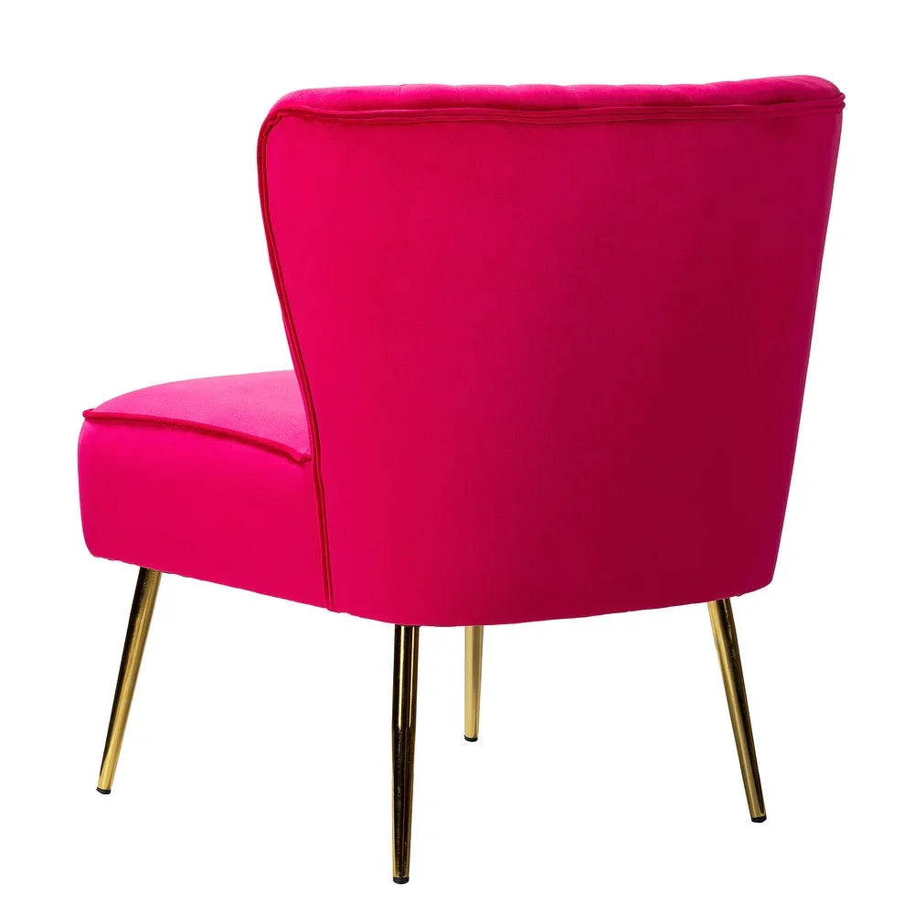 Monica Living Room Armless Accent Comfy Chair with Tufted Back and Metal Legs