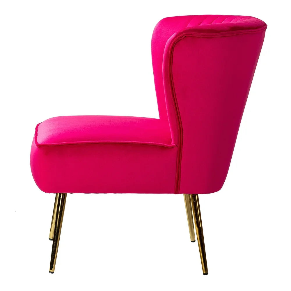 Monica Living Room Armless Accent Comfy Chair with Tufted Back and Metal Legs