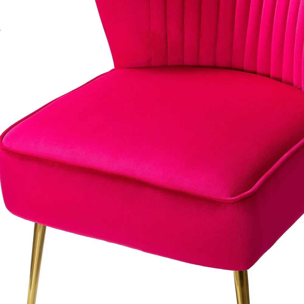 Monica Living Room Armless Accent Comfy Chair with Tufted Back and Metal Legs