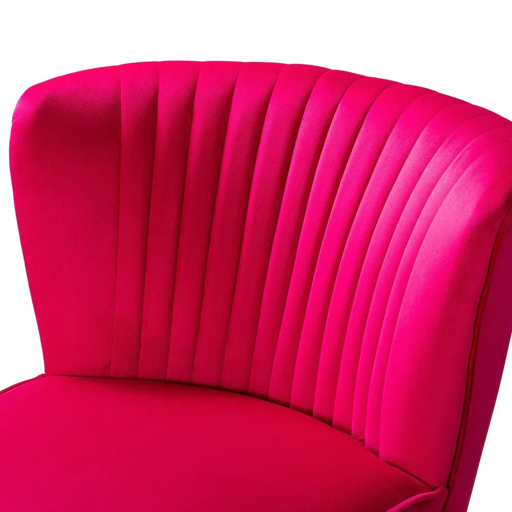 Monica Living Room Armless Accent Comfy Chair with Tufted Back and Metal Legs