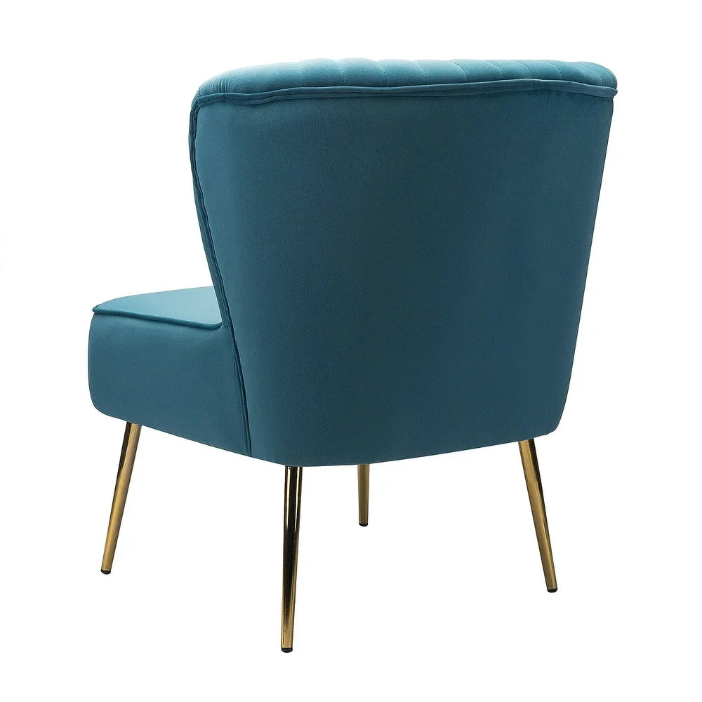 Monica Living Room Armless Accent Comfy Chair with Tufted Back and Metal Legs