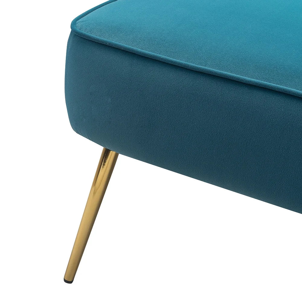 Monica Living Room Armless Accent Comfy Chair with Tufted Back and Metal Legs