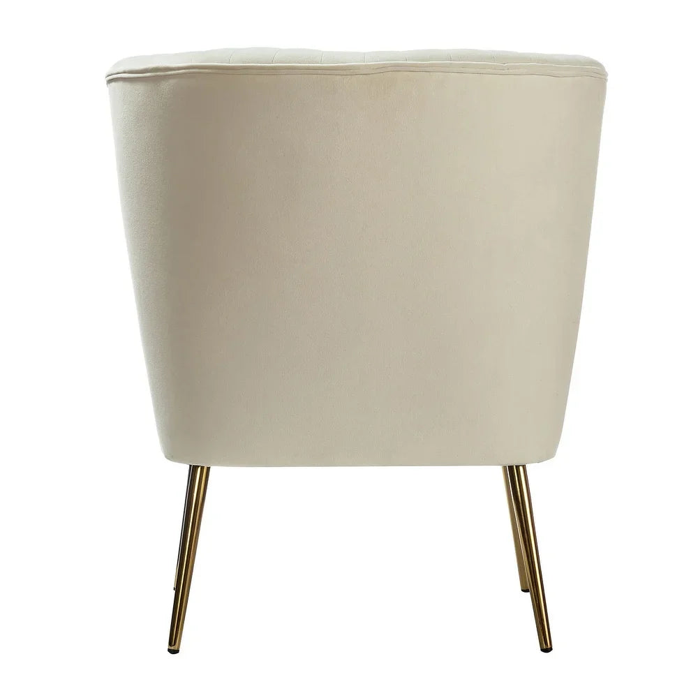 Monica Living Room Armless Accent Comfy Chair with Tufted Back and Metal Legs