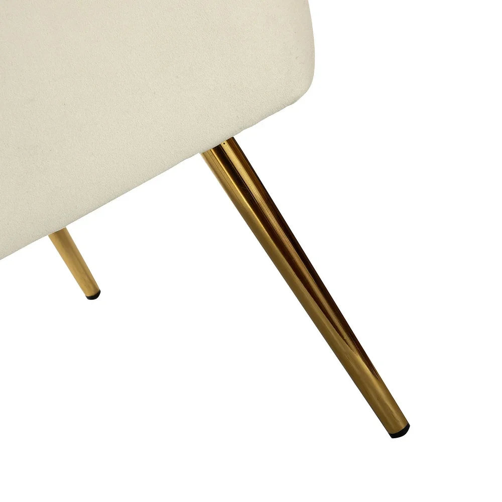 Monica Living Room Armless Accent Comfy Chair with Tufted Back and Metal Legs