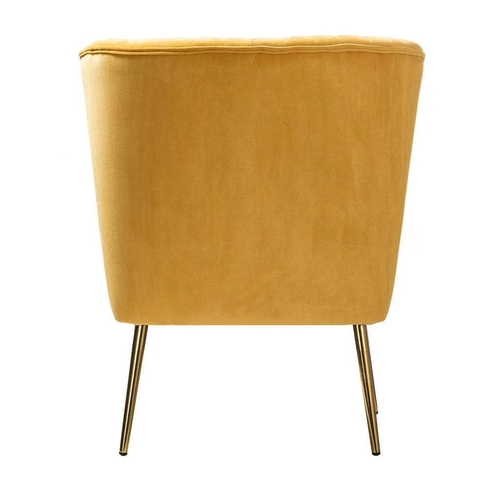 Monica Living Room Armless Accent Comfy Chair with Tufted Back and Metal Legs