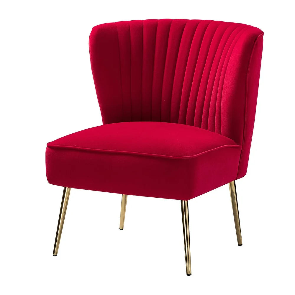 Monica Living Room Armless Accent Comfy Chair with Tufted Back and Metal Legs