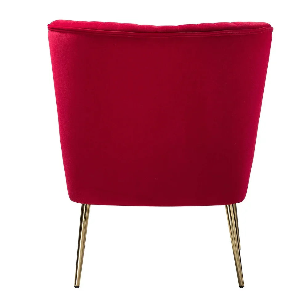 Monica Living Room Armless Accent Comfy Chair with Tufted Back and Metal Legs