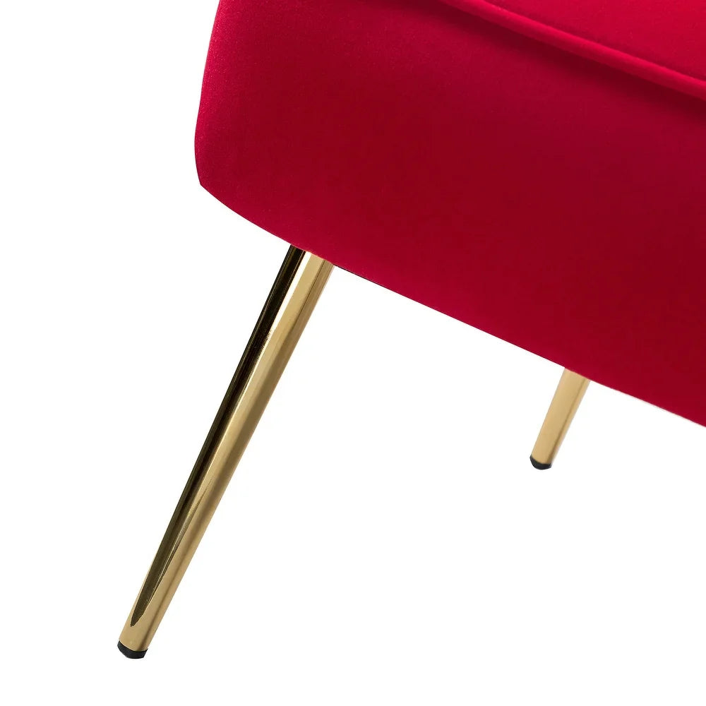 Monica Living Room Armless Accent Comfy Chair with Tufted Back and Metal Legs