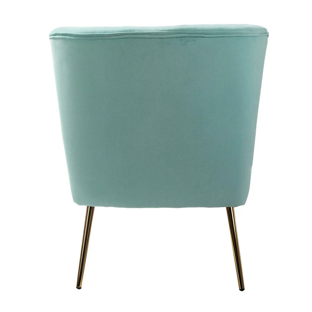 Monica Living Room Armless Accent Comfy Chair with Tufted Back and Metal Legs