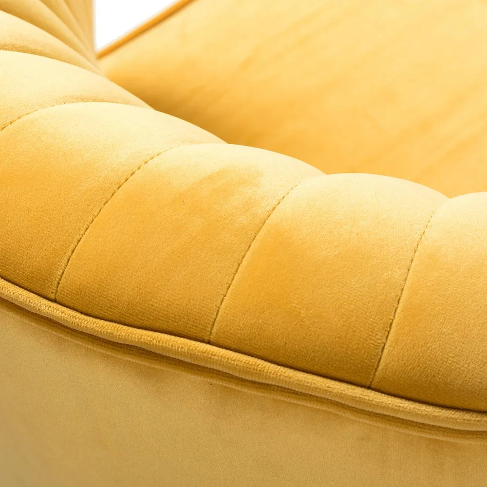 Monica Living Room Armless Accent Comfy Chair with Tufted Back and Metal Legs