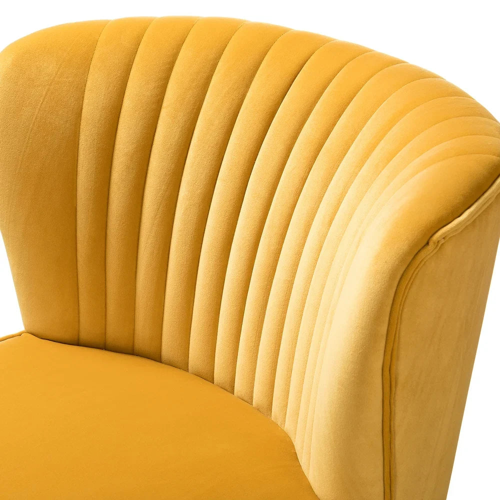 Monica Living Room Armless Accent Comfy Chair with Tufted Back and Metal Legs