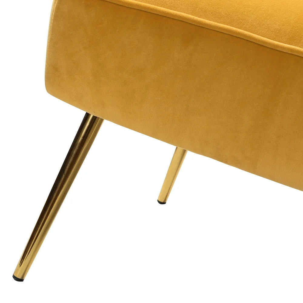 Monica Living Room Armless Accent Comfy Chair with Tufted Back and Metal Legs