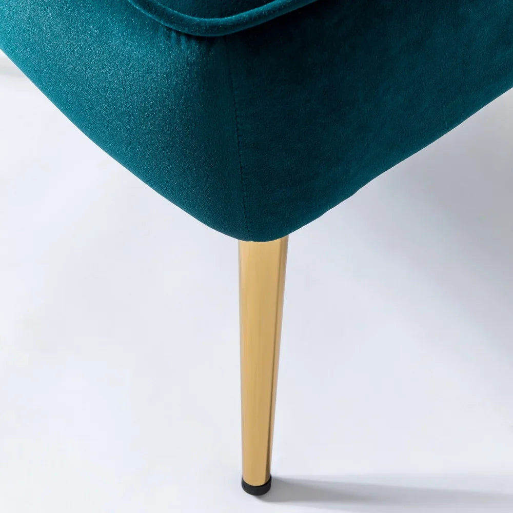 Monica Living Room Armless Accent Comfy Chair with Tufted Back and Metal Legs