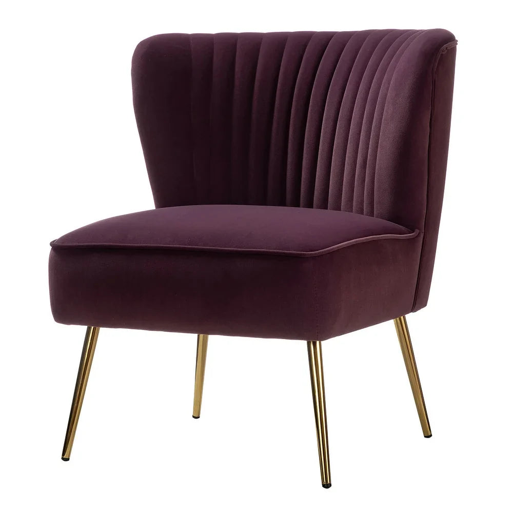 Monica Living Room Armless Accent Comfy Chair with Tufted Back and Metal Legs