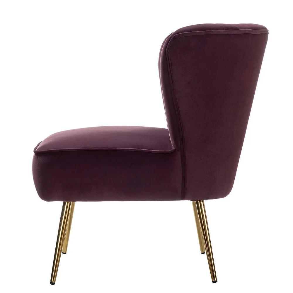 Monica Living Room Armless Accent Comfy Chair with Tufted Back and Metal Legs
