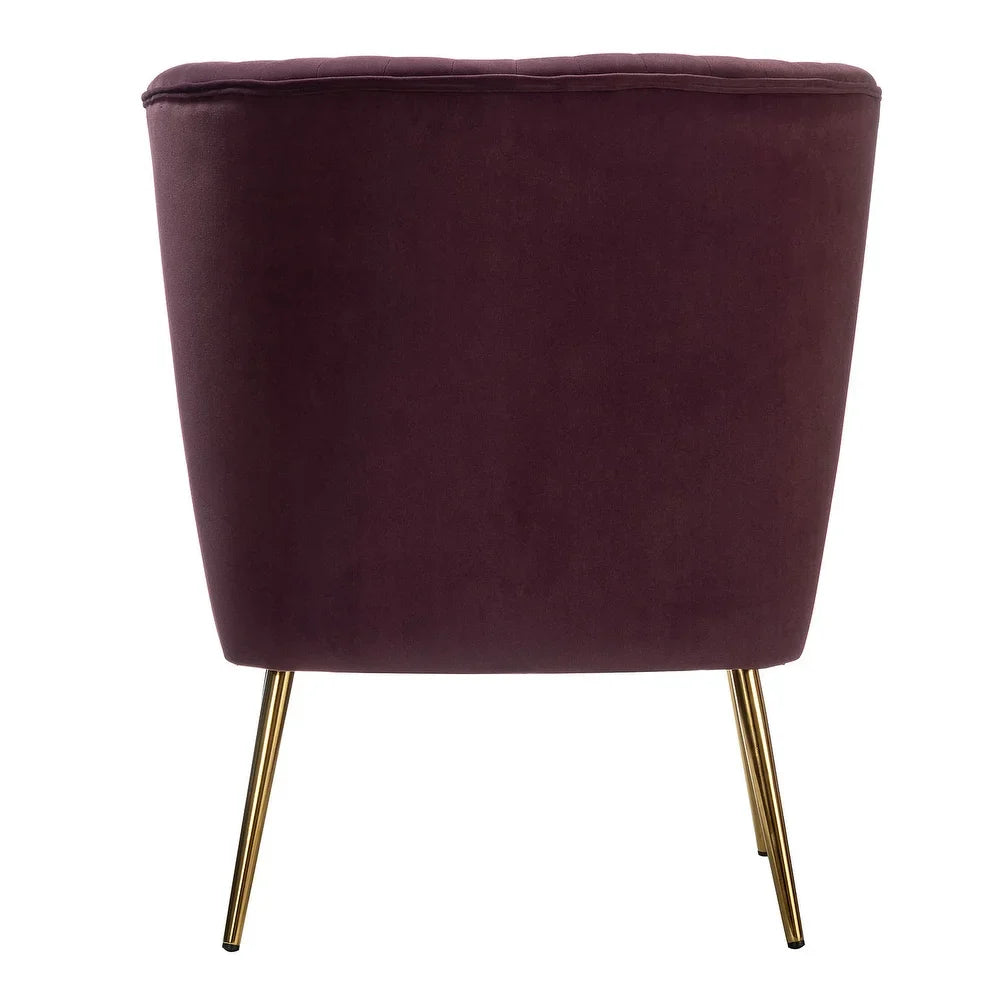 Monica Living Room Armless Accent Comfy Chair with Tufted Back and Metal Legs