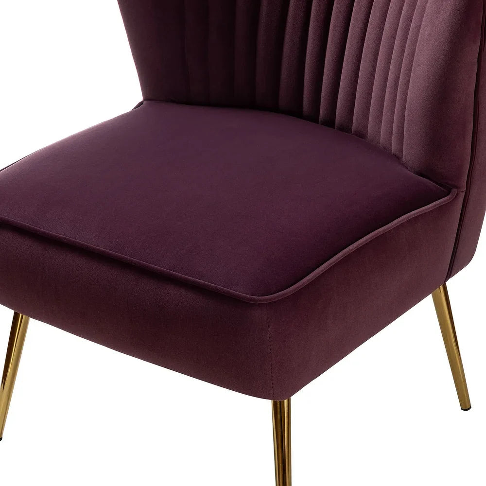 Monica Living Room Armless Accent Comfy Chair with Tufted Back and Metal Legs