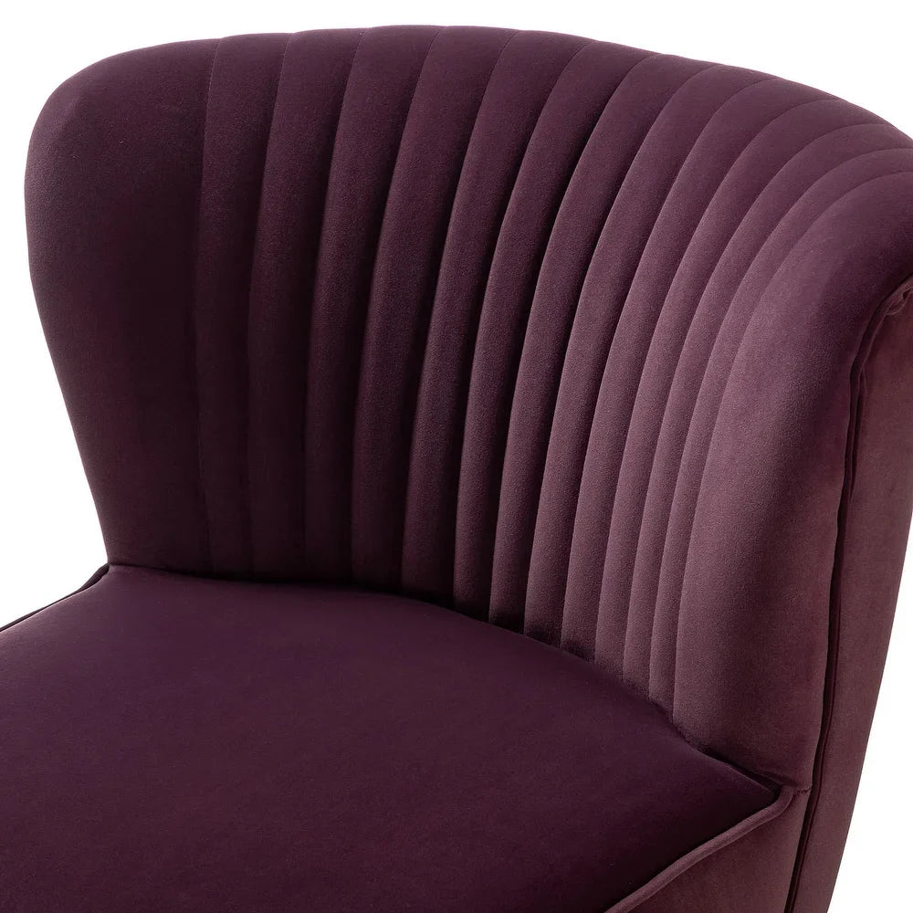 Monica Living Room Armless Accent Comfy Chair with Tufted Back and Metal Legs