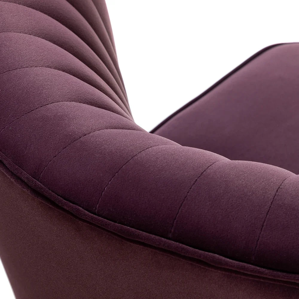 Monica Living Room Armless Accent Comfy Chair with Tufted Back and Metal Legs