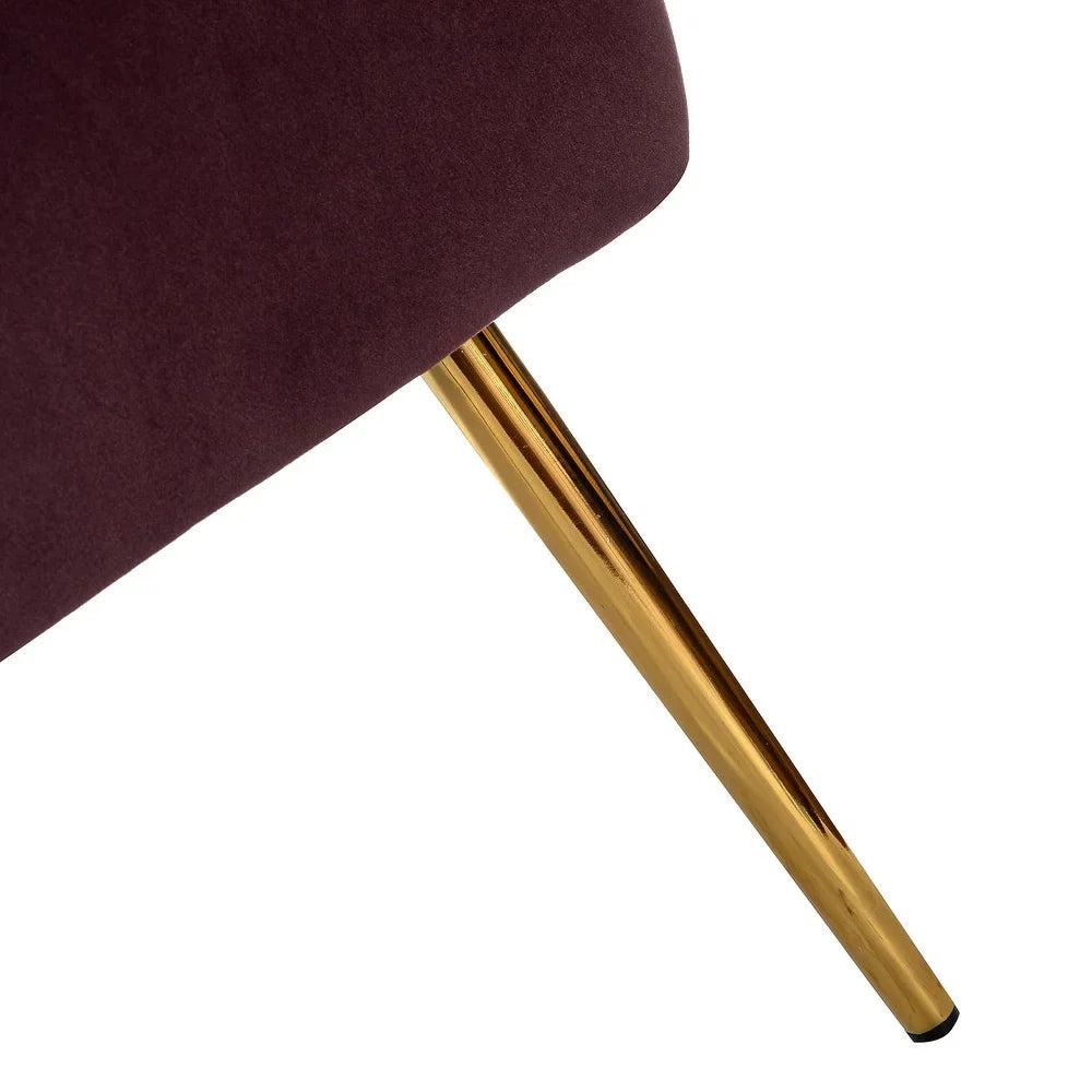 Monica Living Room Armless Accent Comfy Chair with Tufted Back and Metal Legs