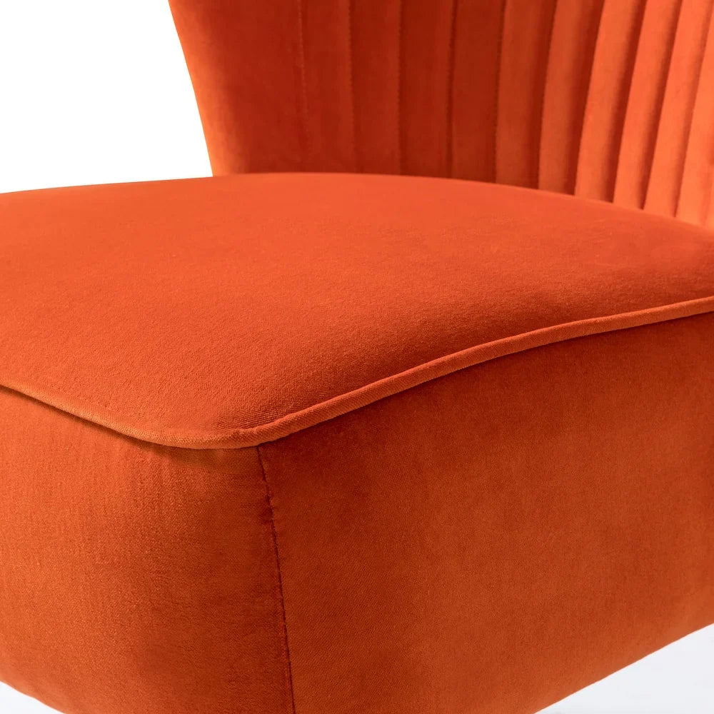 Monica Living Room Armless Accent Comfy Chair with Tufted Back and Metal Legs