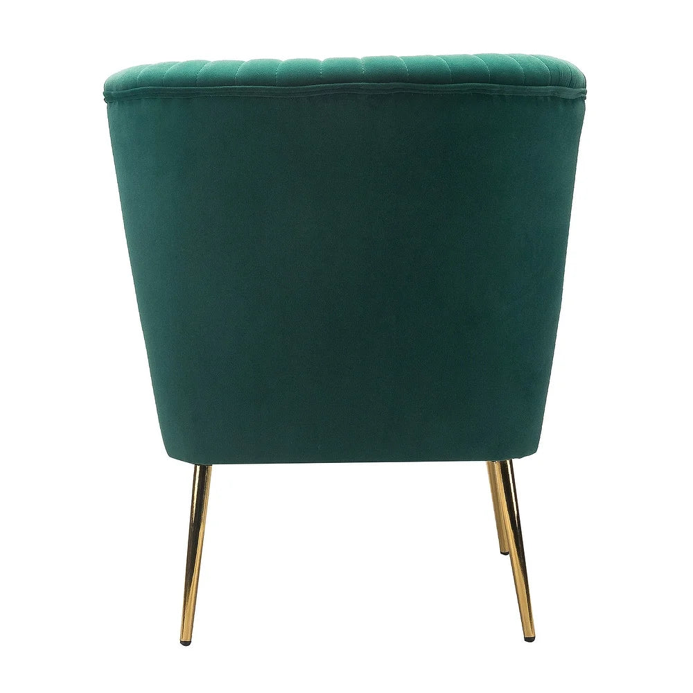 Monica Living Room Armless Accent Comfy Chair with Tufted Back and Metal Legs