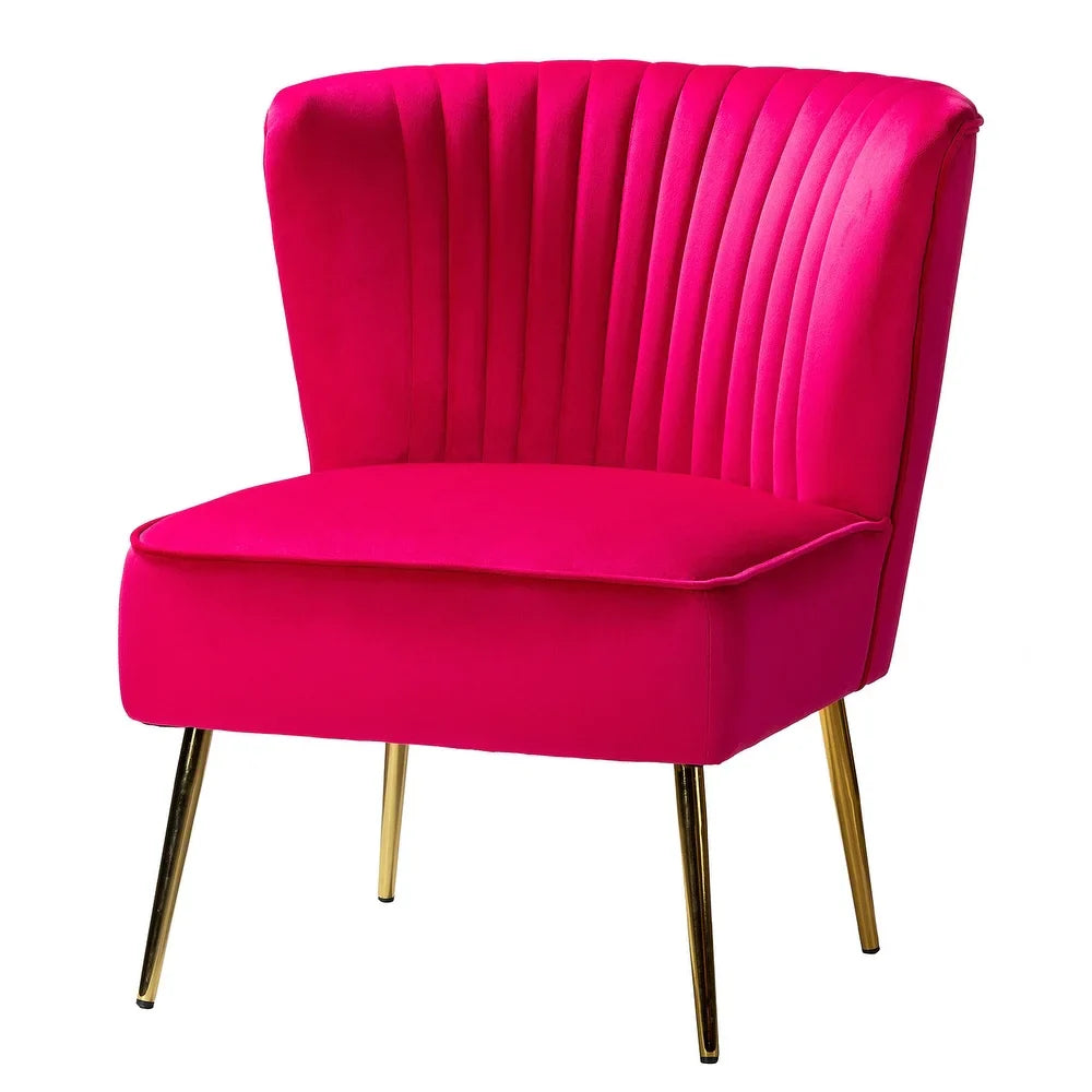 Monica Living Room Armless Accent Comfy Chair with Tufted Back and Metal Legs