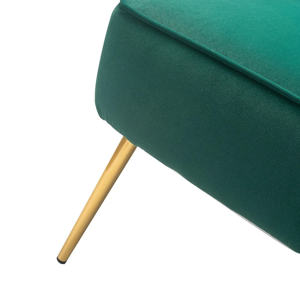 Monica Living Room Armless Accent Comfy Chair with Tufted Back and Metal Legs