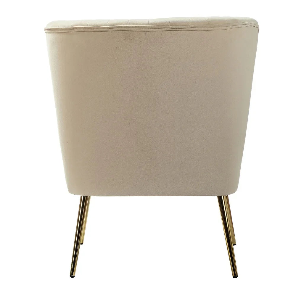 Monica Living Room Armless Accent Comfy Chair with Tufted Back and Metal Legs